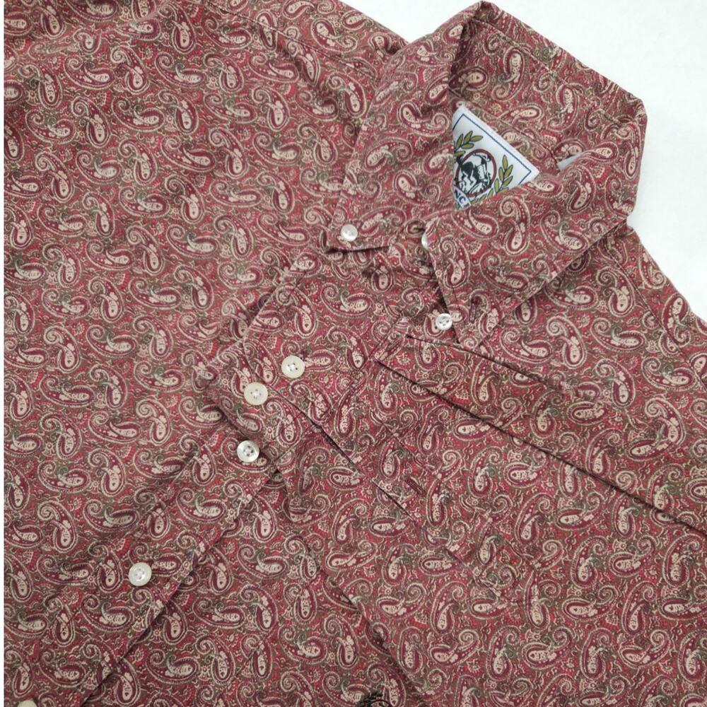 Cinch Shirt Men's Medium Red Paisley Print Button Down Western Long Sleeve